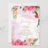 Invitation Fée Première fête d'anniversaire Baby Girl (Devant)