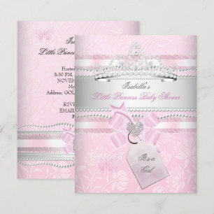 Invitation Fée Princesse Baby Shower Papillon Fille