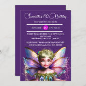 Invitation Fée princesse brillant visage brillant ailes de pa (Devant / Derrière)