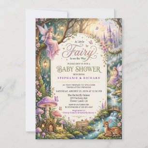 Invitation Fée Princesse Lilas Rose Fantaisie Baby Shower