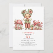 Invitation Fée Radieuse 4e Anniversaire Fleurs de Blush Invit (Devant)