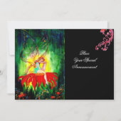 Invitation FÉE RÊVANT SUR UNE FLEUR ROUGE noir jaune vert (Dos)