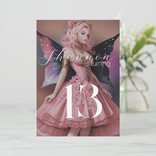 Invitation Fée rose (Debout devant)