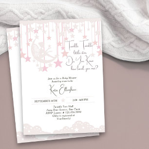 Invitation Fée Rose Bébé Shower Twinkle Twinkle Little Star