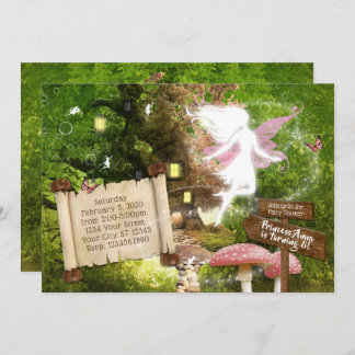 Invitation Fée Rose Enchantée Forêt