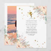 Invitation Fée rose et or Célébration de la vie (Devant / Derrière)