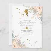 Invitation Fée rose et or thème Girl 2e fête d'anniversaire (Devant)