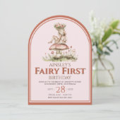 Invitation Fée rose et rouge Premier Arc 1er Anniversaire (Debout devant)