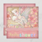 Invitation Fée rose Fée mère et Baby shower bébé (Devant / Derrière)