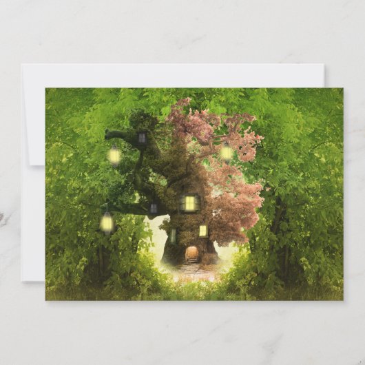 Invitation Fée Rose Forêt Enchantée (Dos)