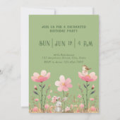 Invitation Fée rose Jardin Jumeaux Soeurs Anniversaire (Dos)