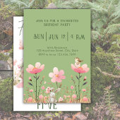 Invitation Fée rose Jardin Jumeaux Soeurs Anniversaire