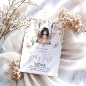 Invitation Fée rose pâle Enchantée Premier 1er anniversaire