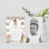 Invitation Fée rose rouille Premier anniversaire Photo (Debout devant)