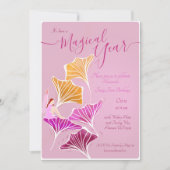 Invitation Fée rose Whimsical Premier Anniversaire Magique (Devant)