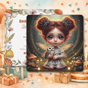 Invitation Fée rousse et fille renardeau pour leur anniversai