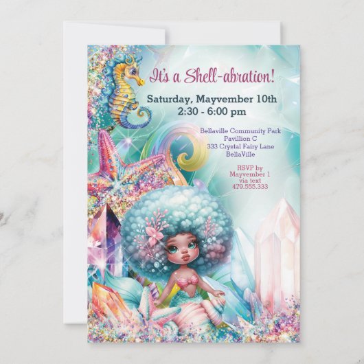 Invitation Fée Sirène Fête d'Anniversaire Magique (Dos)