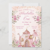 Invitation Fée Tea Party Blush rose Fleurs Fille Anniversaire (Devant)