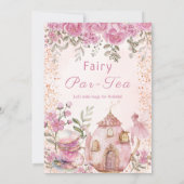 Invitation Fée Tea Party Blush rose Fleurs Fille Anniversaire (Dos)