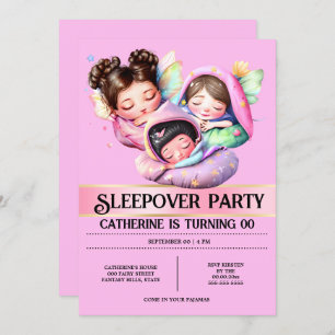 Invitation Fée thème couchette coulepover fête des filles ros