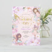 Invitation Fée thème Enchanted jardin rose anniversaire (Debout devant)