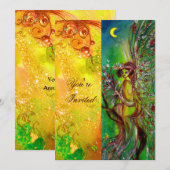 Invitation FÉE VERTE jaune bleu rouge argent (Devant / Derrière)