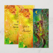 Invitation FÉE VERTE jaune bleu rouge argent (Devant / Derrière)