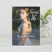 Invitation Fée Verte Moderne Photo Fête Douce 16 Ans (Debout devant)