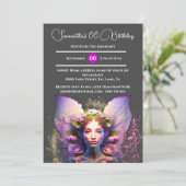 Invitation Fée violette pixie princesse enchantée conte de fé (Debout devant)