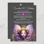 Invitation Fée violette pixie princesse enchantée conte de fé (Devant / Derrière)