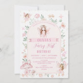 Invitation Fée Whimsical Pink Arch Premier anniversaire Anniv (Devant)