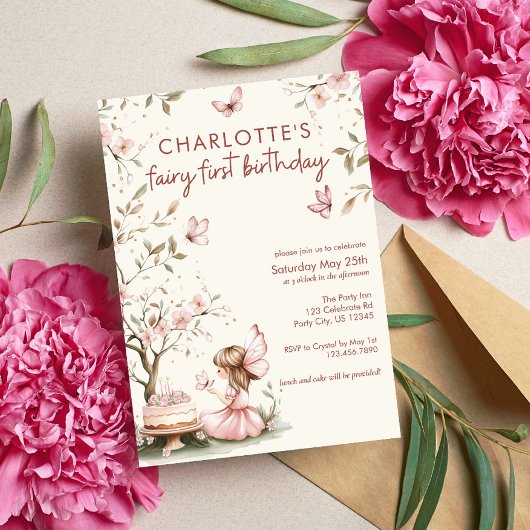 Invitation Fée Whimsical Premier anniversaire