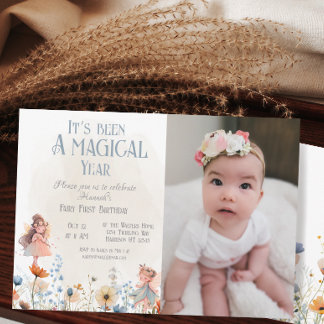 Invitation Fée Whimsical Première Magie Photo Anniversaire