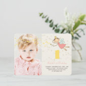 Invitation Fée Whimsical Princesse Fille 1er anniversaire Pho (Debout devant)