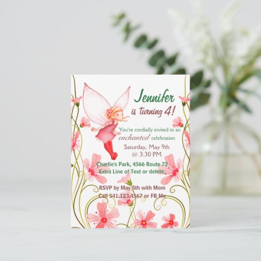 Invitation féerique de fille d'enfant (Debout devant)