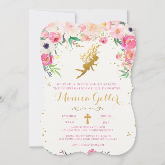 Invitation féerique florale de confirmation (Devant)
