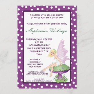 invitation féerique pourpre du baby shower 5x7