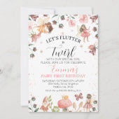 Invitation Fées Brown florales Fbatterl Twirl 1er anniversair (Devant)
