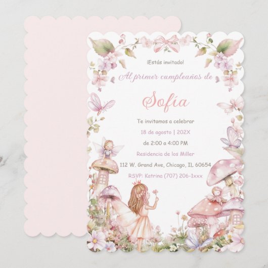 Invitation Fées d'anniversaire personnalisées (Devant / Derrière)