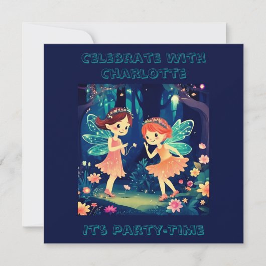 Invitation Fées de Forêt Enchantée Magique Foire d'Anniversai (Devant)