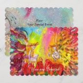 Invitation FÉES DE L'AUBE , Paillettes Bleues Magiques Dorées (Devant / Derrière)