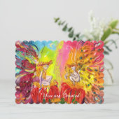 Invitation FÉES DE L'AUBE , Paillettes Bleues Magiques Dorées (Debout devant)