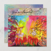 Invitation FÉES DE L'AUBE ,Paillettes dorées magiques (Devant / Derrière)