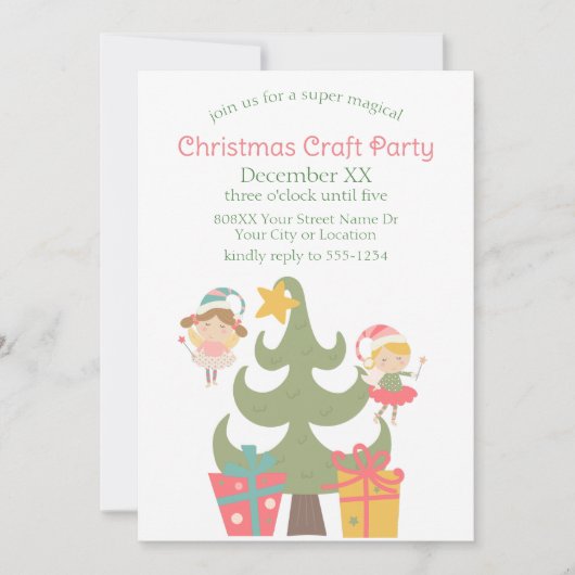 Invitation Fées de Noël mignonnes (Devant)