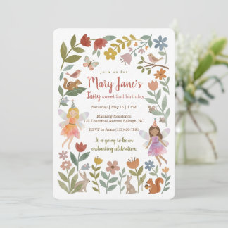 Invitation Fées du jardin enchanté et amis de la forêt