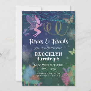 Invitation Fées Et Amis Parties scintillant Papillon Annivers