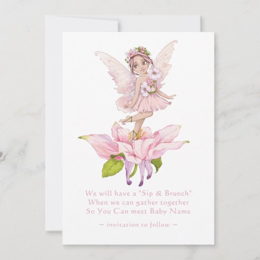 Invitation Fées et fleurs "Douche par la poste" Bébé Fille (Dos)