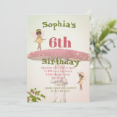 Invitation Fées Filles Âge Cheveux foncé Vert mignon Annivers (Debout devant)