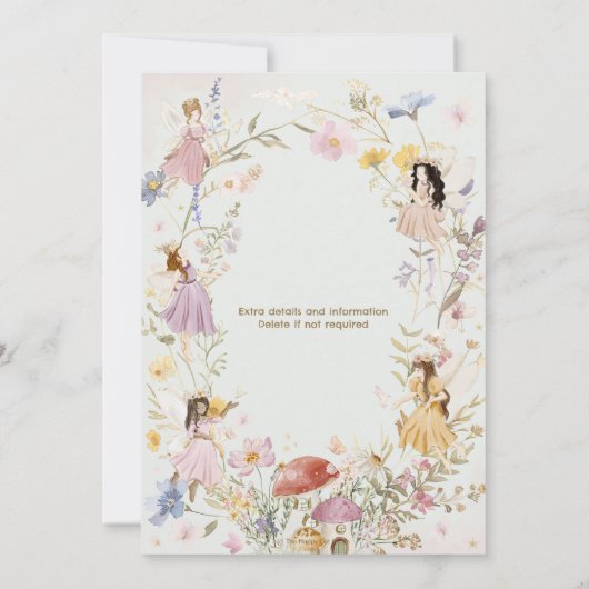 Invitation Fées Fleur sauvage Fleurs de prairie Anniversaire (Dos)