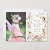 Invitation Fées Fleur sauvage Fleurs de prairie Photo Anniver (Devant)